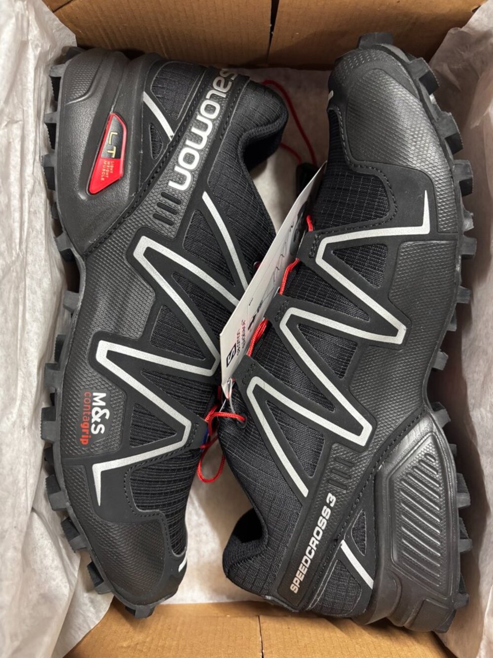 Salomon Speedcross 3 Men’s Trail Running Shoes Black Silver Red Size 7.5